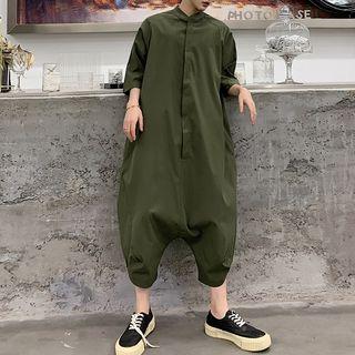 Cropped Elbow-sleeve Jumpsuit