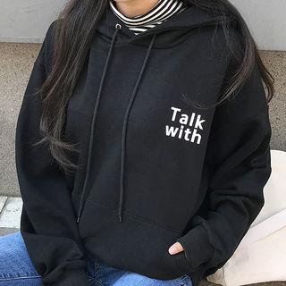 Kangaroo-pocket Printed Lettering Oversized Hoodie