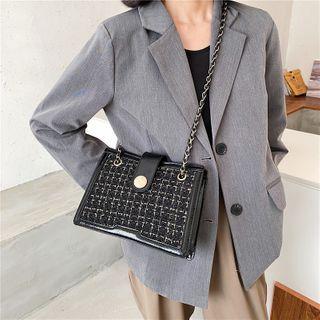 Chain Strap Patterned Faux Leather Shoulder Bag
