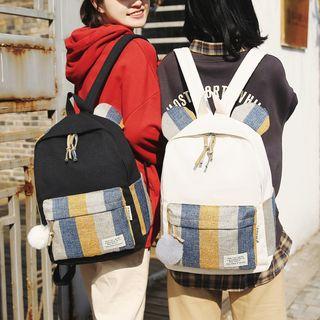 Plaid Panel Backpack / Striped Panel Backpack
