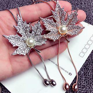 Faux Pearl Leaf Necklace