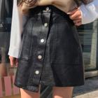 Asymmetric-hem Mini Pleather Skirt