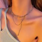 Safety Pin Necklace X707 - Silver - One