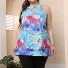 Sleeveless Crew-neck Tie-dyed Top