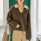 Faux Shearling Collared Pullover