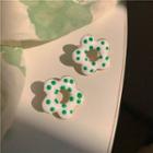 Dotted Flower Stud Earring 1 Pair - Silver Stud - White - One Size