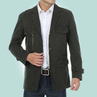 Cotton Notch Lapel Single-breasted Jacket