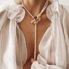 Faux Pearl Y Necklace Nl150 - Gold - One Size