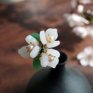 Retro Freshwater Pearl Glass Flower Hair Pin