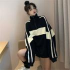 Half-zip Two-tone Sweatshirt Black - One Size