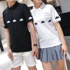 Couple Matching Cloud Print Short Sleeve Polo Shirt