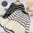 Long-sleeve Round Neck Striped Sweater