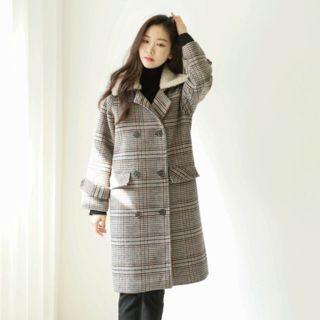 Detachable Sherpa-fleece Plaid Coat