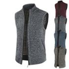 Fleece-lined Stand-collar Knit Vest