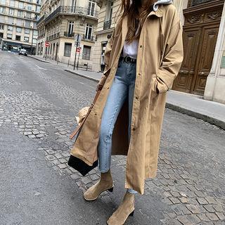 Detachable-hood Cotton Parka Beige - One Size