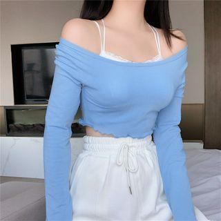 Lace Camisole Top / Long-sleeve Cropped T-shirt