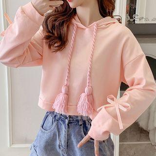 Tassel Cropped Hoodie