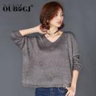 Ring Detail V-neck Sweater