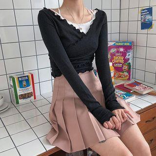 Lettuce-edge Slim-fit Wrap Top