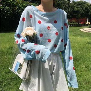 Round-neck Polka-dot Knit Top