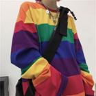 Long-sleeve Rainbow Striped T-shirt Rainbow - One Size
