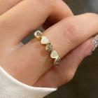 Heart Rhinestone Resin Alloy Open Ring Ring - Gold - One Size