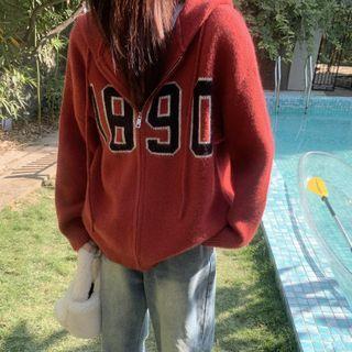 Drawstring Hooded Long-sleeve Knit Zip Jacket