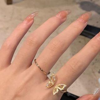 Butterfly Rhinestone Open Ring / Butterfly Rhinestone Ring / Set