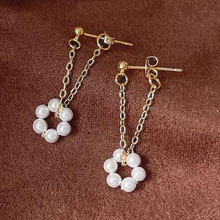 Faux Pearl Drop Earring 1 Pair - B-919 - Gold - One Size