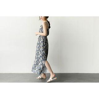 Open-placket Pattern Long Dress
