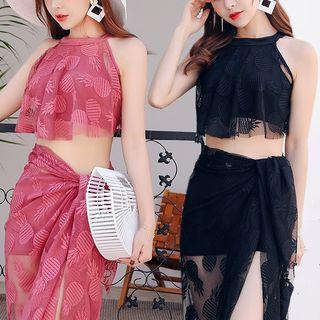 Set: Mesh High-neck Bikini + Cover-up