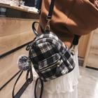 Pompom Plaid Mini Backpack