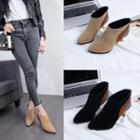 Color Panel Kitten Heel Ankle Boots