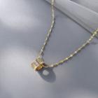 Cat Eye Stone Pendant Alloy Necklace Silver & Gold - One Size