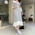 Stripe Long Knit Mermaid Dress