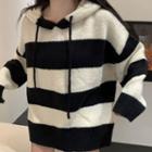 Hooded Striped Sweater Stripe - Black & White - One Size