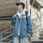 Mock Two Piece Color-block Hooded Jacket