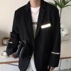 Reflective Letter Print Single Breasted Blazer