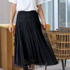 Tulle Overlay Long Lace Skirt