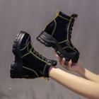 Contrast Stitching Platform Short Boots