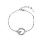 925 Sterling Silver Circle Letter Bracelet With Austrian Element Crystal Silver - One Size