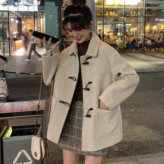 Plain Duffle Coat Beige Camel - One Size