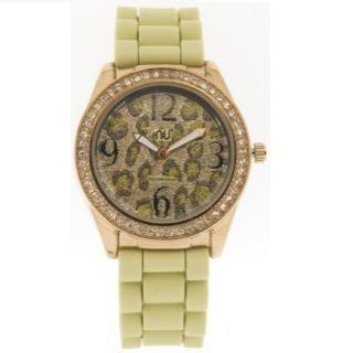 Glittery Leopard Pattern Wrist Watch Beige - One Size