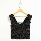 Sleeveless Dotted Frill Trim Crop Top
