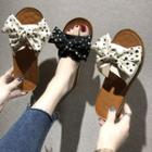 Dotted Bow Accent Slide Sandals
