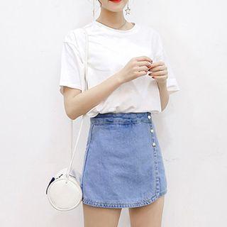 Set: Short Sleeve T-shirt + Denim Skort
