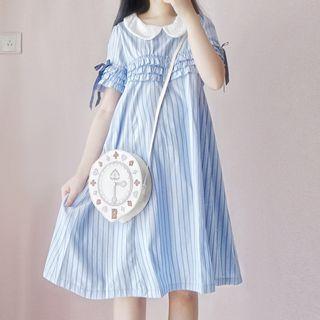 Short-sleeve A-line Striped Dress