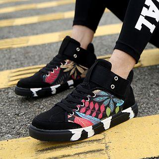 Leaf Print High Top Sneakers