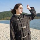 Plaid Toggle Long Coat As Shown In Figure - One Size