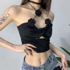 Halter Floral Accent Cropped Camisole Top